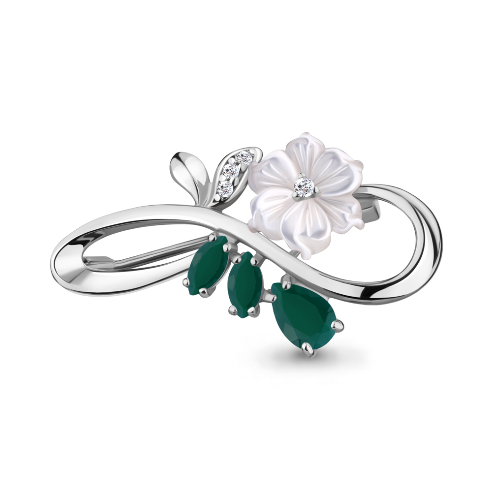 

Брошь из серебра с агатом Aquamarine Aquamarine 7735509А_925_р, 7735509А_925_р