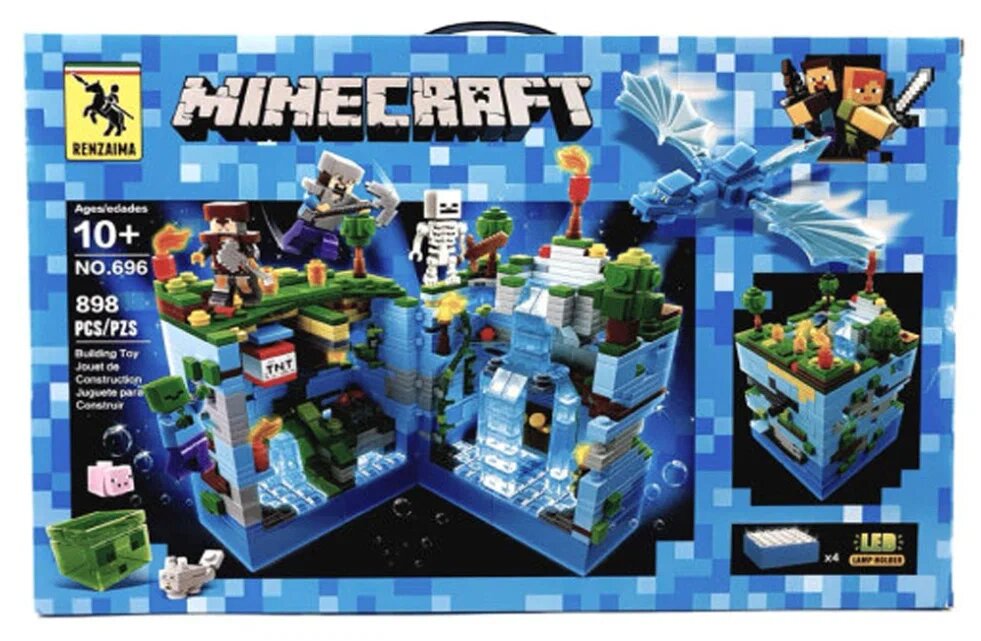 

Конструктор Renzaima Minecraft 696 Синяя крепость, 898 дет., Г-5-996