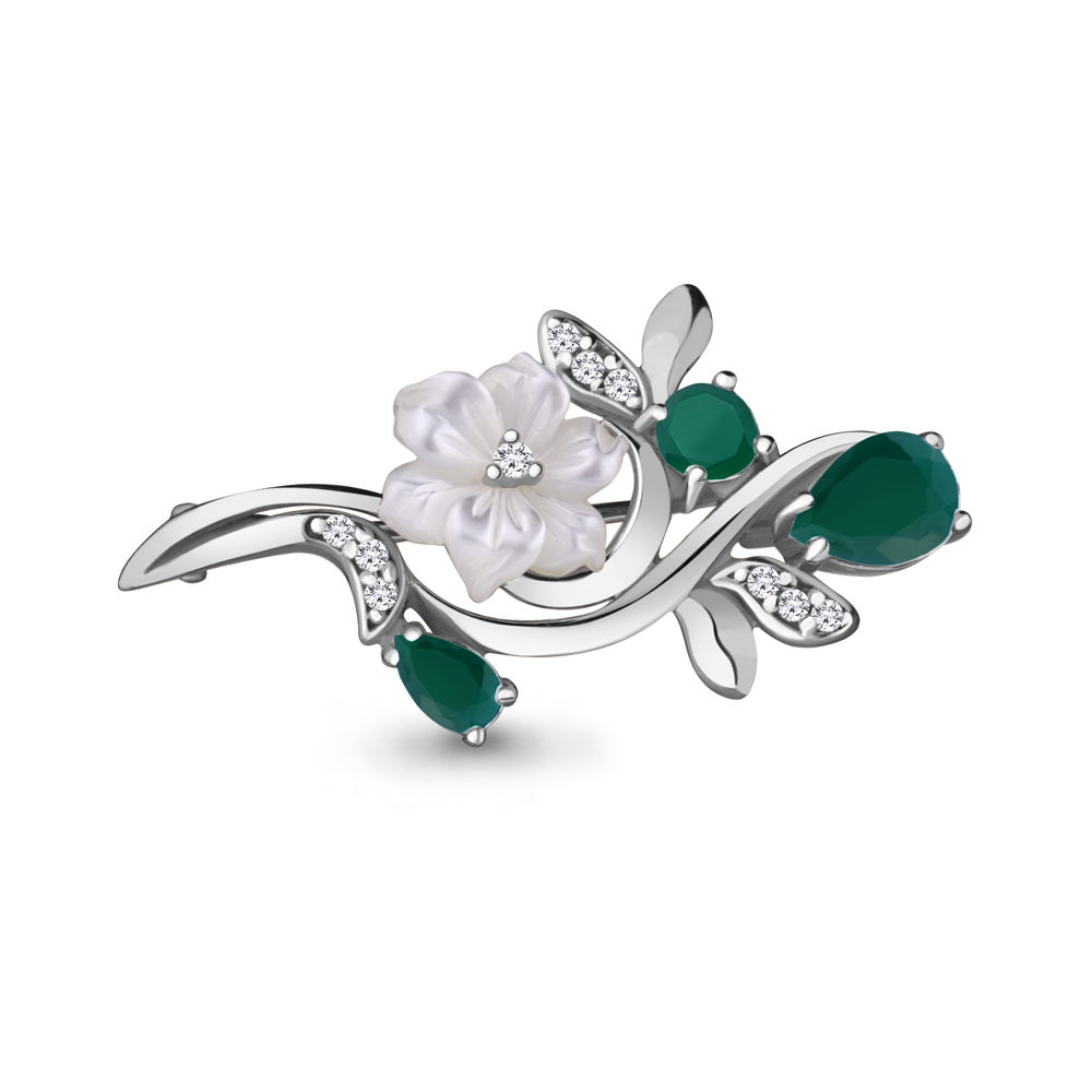 

Брошь из серебра с агатом Aquamarine Aquamarine 7735409А_925_р, 7735409А_925_р