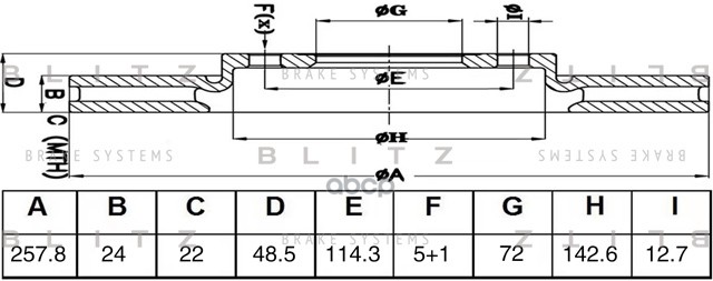 

Диск Тормозной Передний Вентилируемый Blitz BS0632
