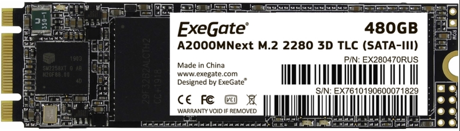 

SSD накопитель ExeGate Next M.2 2280 480 ГБ (EX280470RUS), Next