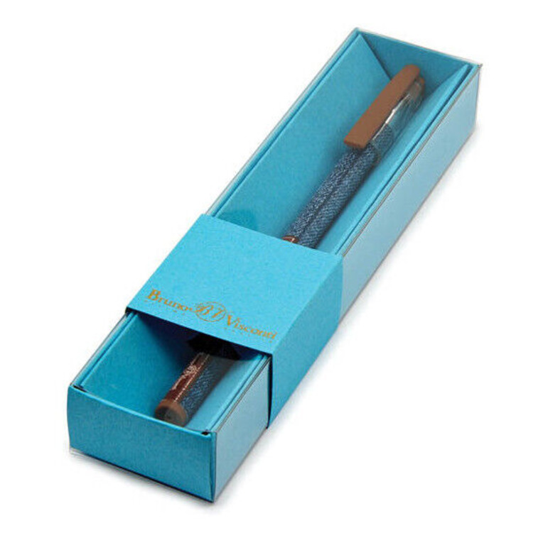 фото Ручка "happywrite. джинса" шариковая в картонном футляре 0,5мм,синяя (футляр голубой) brunovisconti