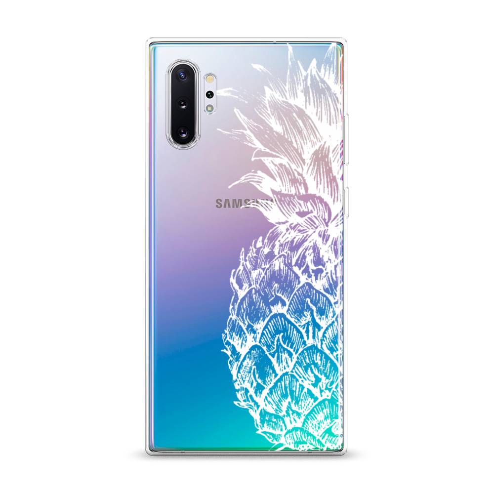 фото Силиконовый чехол "ананас графика белая" на samsung galaxy note 10 + awog