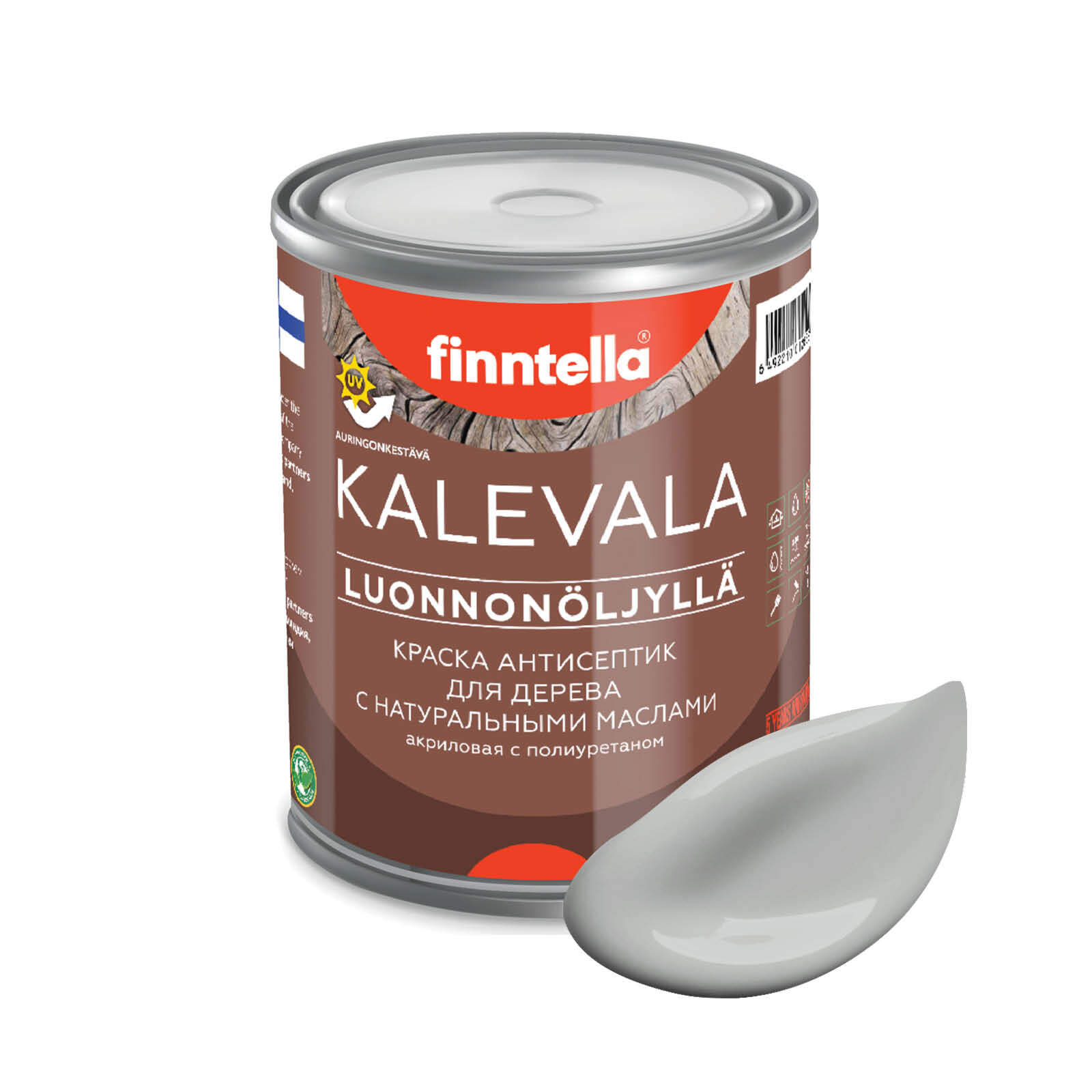 

Краска для дерева и деревянных фасадов FINNTELLA KALEVALA, с натуральным маслом и полиурет, Серый, KALEVALA NLC