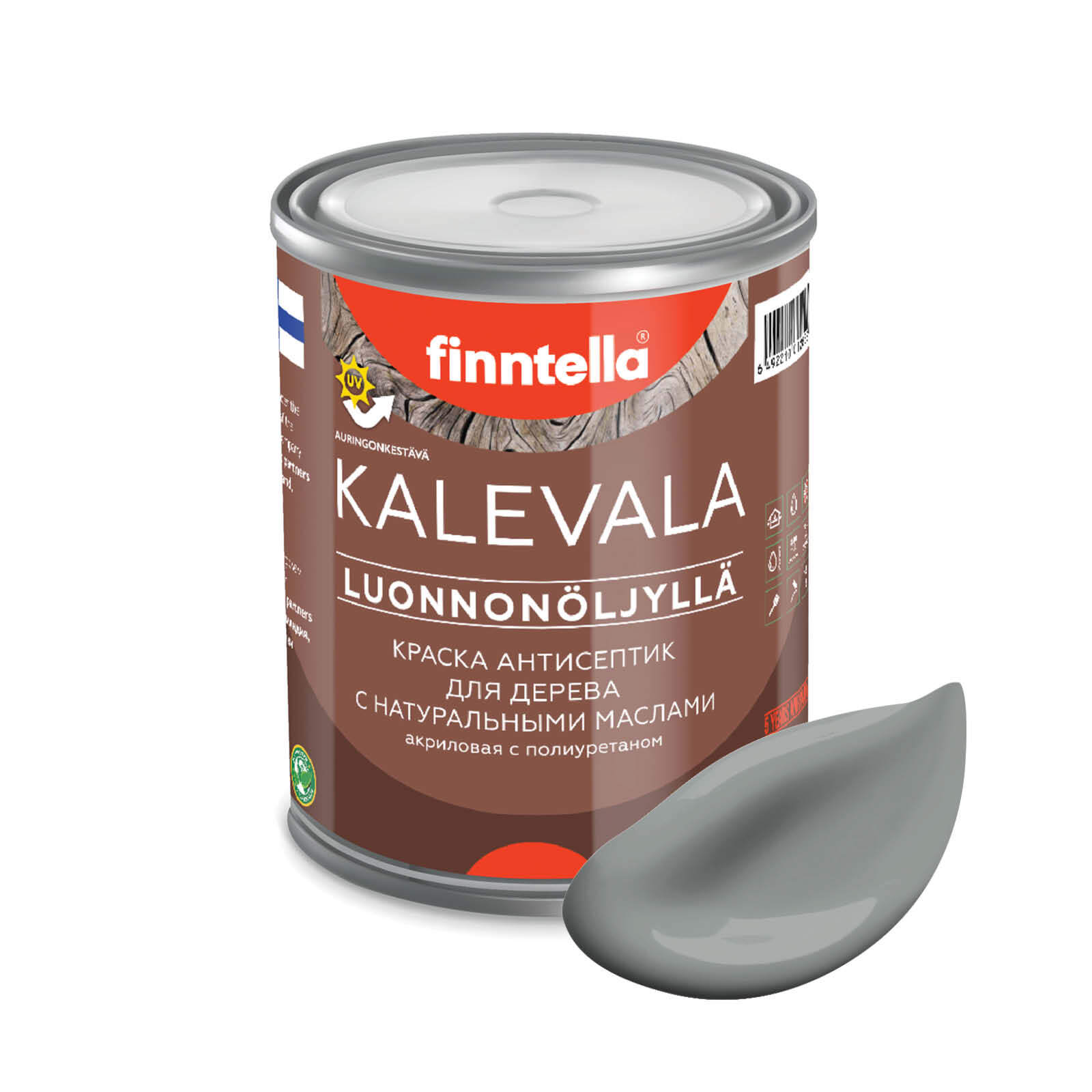 

Краска для дерева и деревянных фасадов FINNTELLA KALEVALA, с натуральным маслом и полиурет, Серый, KALEVALA NLC