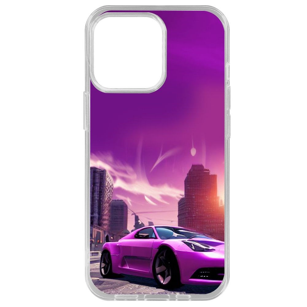 

Чехол-накладка Krutoff Clear Case Розовое авто для iPhone 14 Pro Max, Прозрачный