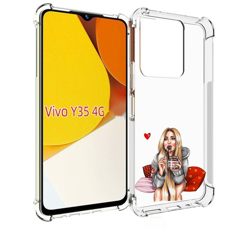 

Чехол MyPads любительница-нутеллы женский для Vivo Y35 4G 2022 / Vivo Y22, Прозрачный, Tocco