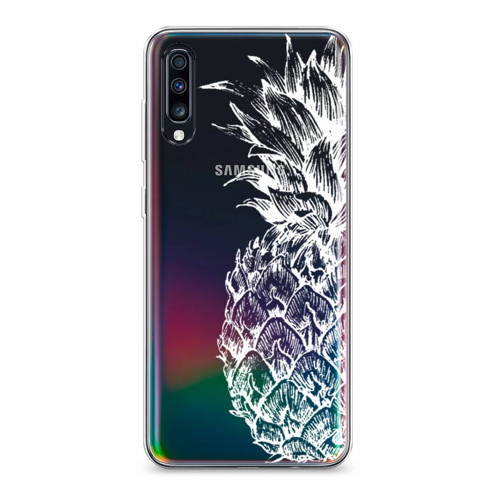 фото Силиконовый чехол "ананас графика белая" на samsung galaxy a70 awog