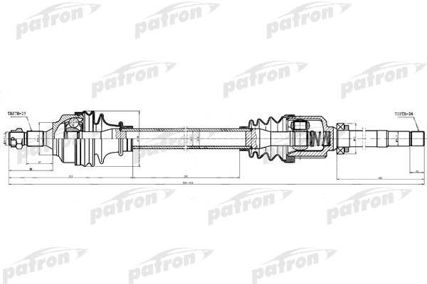 

Полуось Передняя Правая 25X939X58,5X24 Citroen: Berlingo 1.6/1.6Hdi 08-, C4 Picasso 2.0/1.