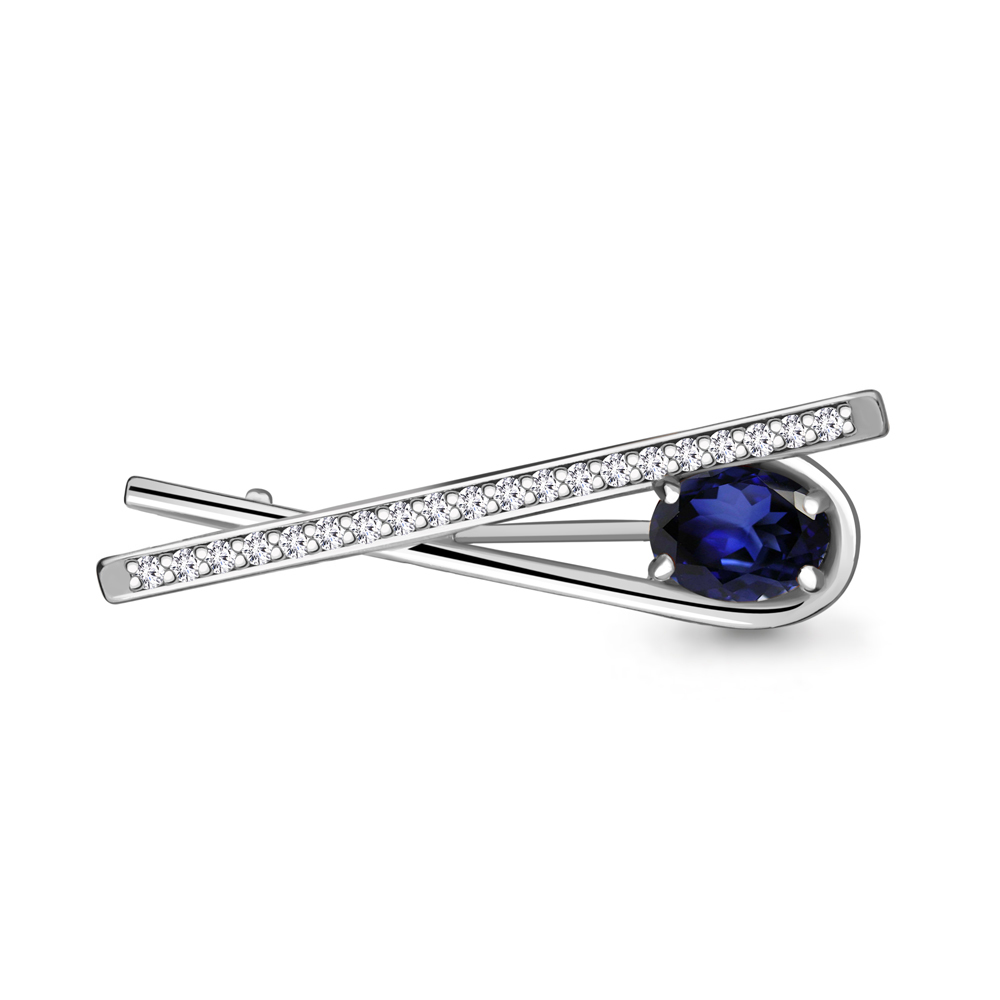 

Брошь из серебра с фианитом\сапфиром искусственным Aquamarine Aquamarine 77340АБ_925_р, 77340АБ_925_р