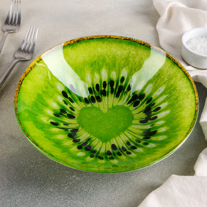 фото Доляна салатник доляна «романтичный киви», d=22 см, цвет зелёный
