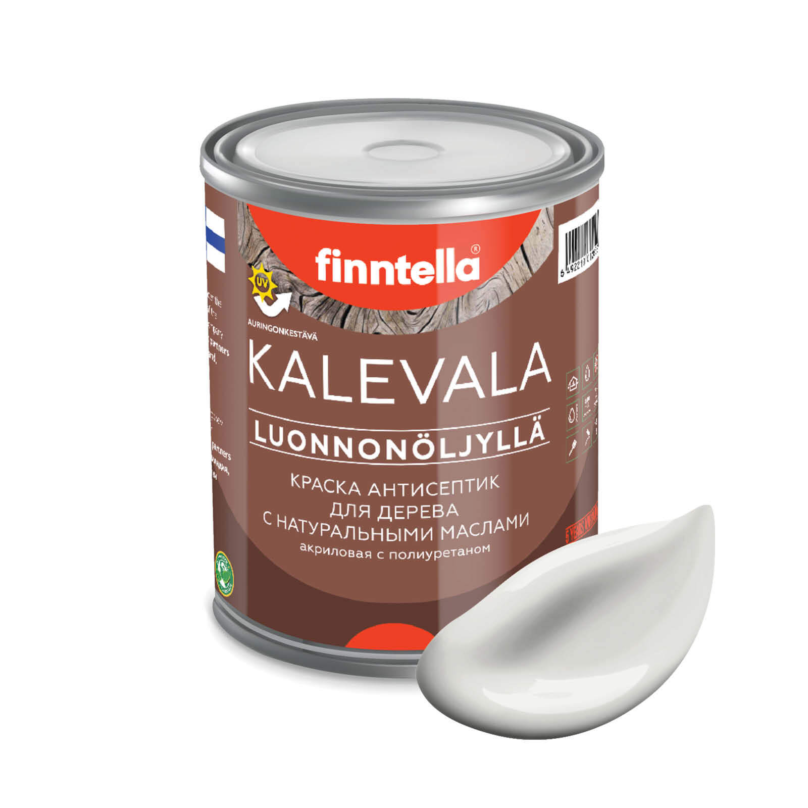 

Краска для дерева и деревянных фасадов FINNTELLA KALEVALA, с натуральным маслом и полиурет, Белый, KALEVALA NLC