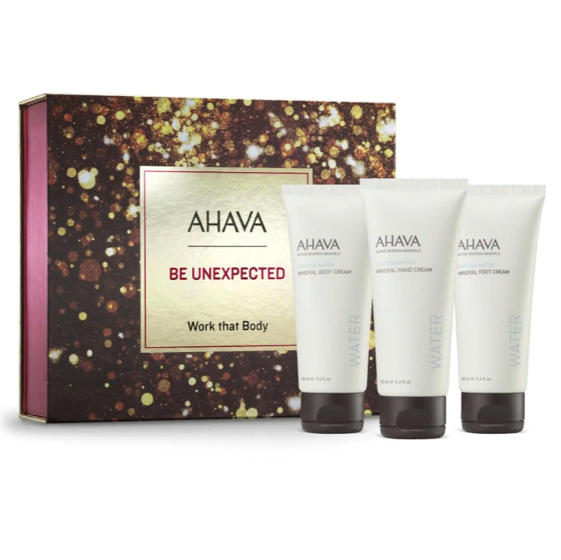 Набор Ahava Holiday Collection Work that body 2023 минер крем для тела+рук+гель для душа гель автозагар бронзово золотистый that so on the go dark tanning spray