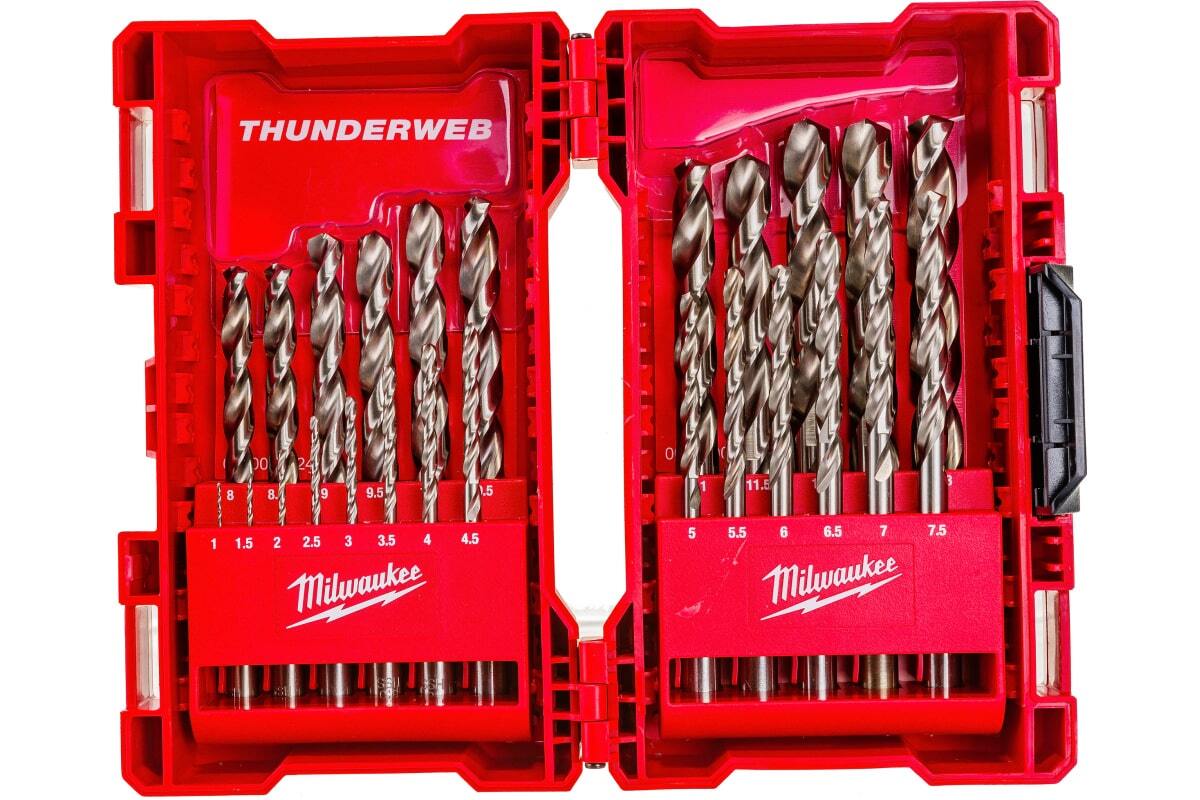 фото Набор сверл по металлу milwaukee 4932352376 hss-g thunderweb, 25шт.