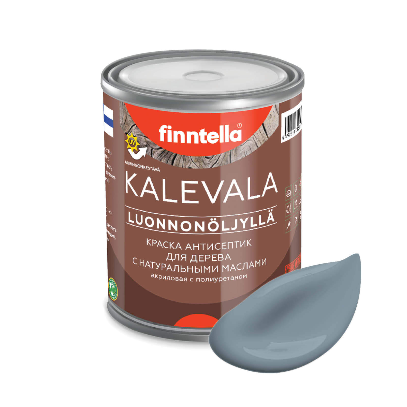

Краска для дерева и деревянных фасадов FINNTELLA KALEVALA, с натуральным маслом и полиурет, Синий, KALEVALA NLC
