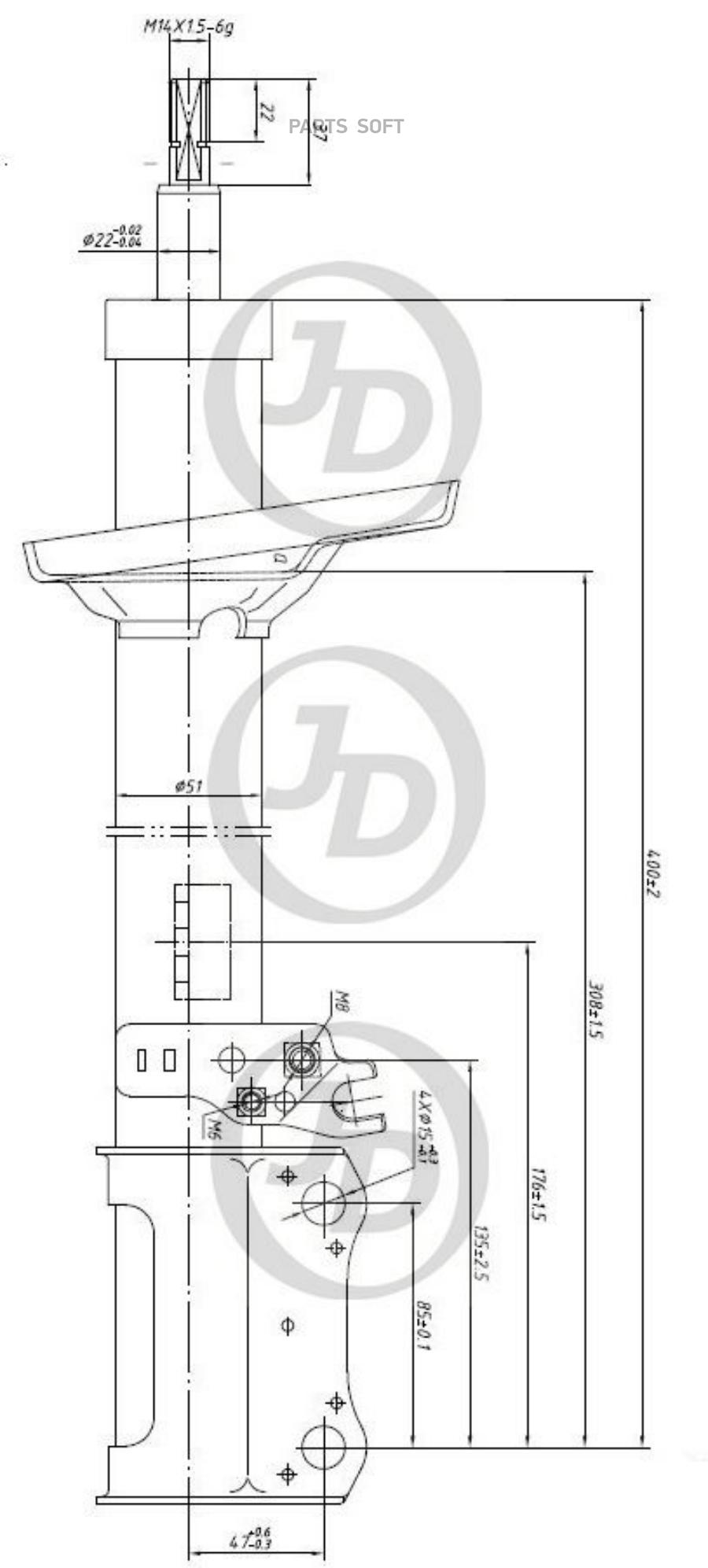 

Стойка Газомасляная Задняя Левая /334064/ Just Drive арт. JAS0012