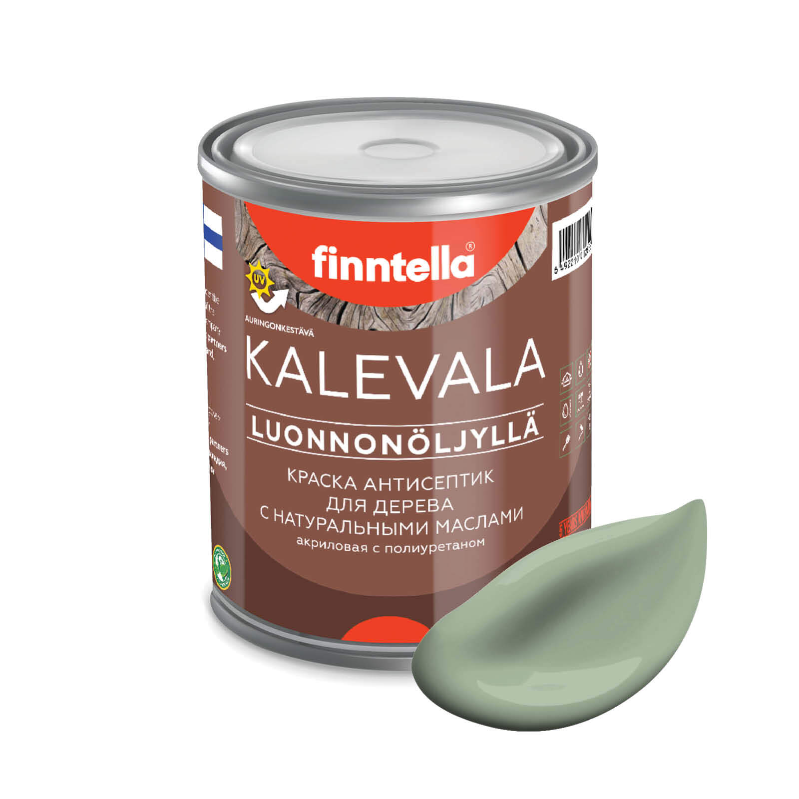 

Краска для дерева и деревянных фасадов FINNTELLA KALEVALA, с натуральным маслом и полиурет, Зеленый, KALEVALA NLC