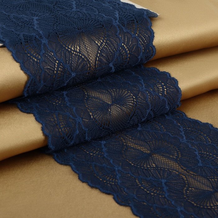 Кружевная эластичная ткань, 180 мм ? 2,7 ± 0,5 м, цвет синий