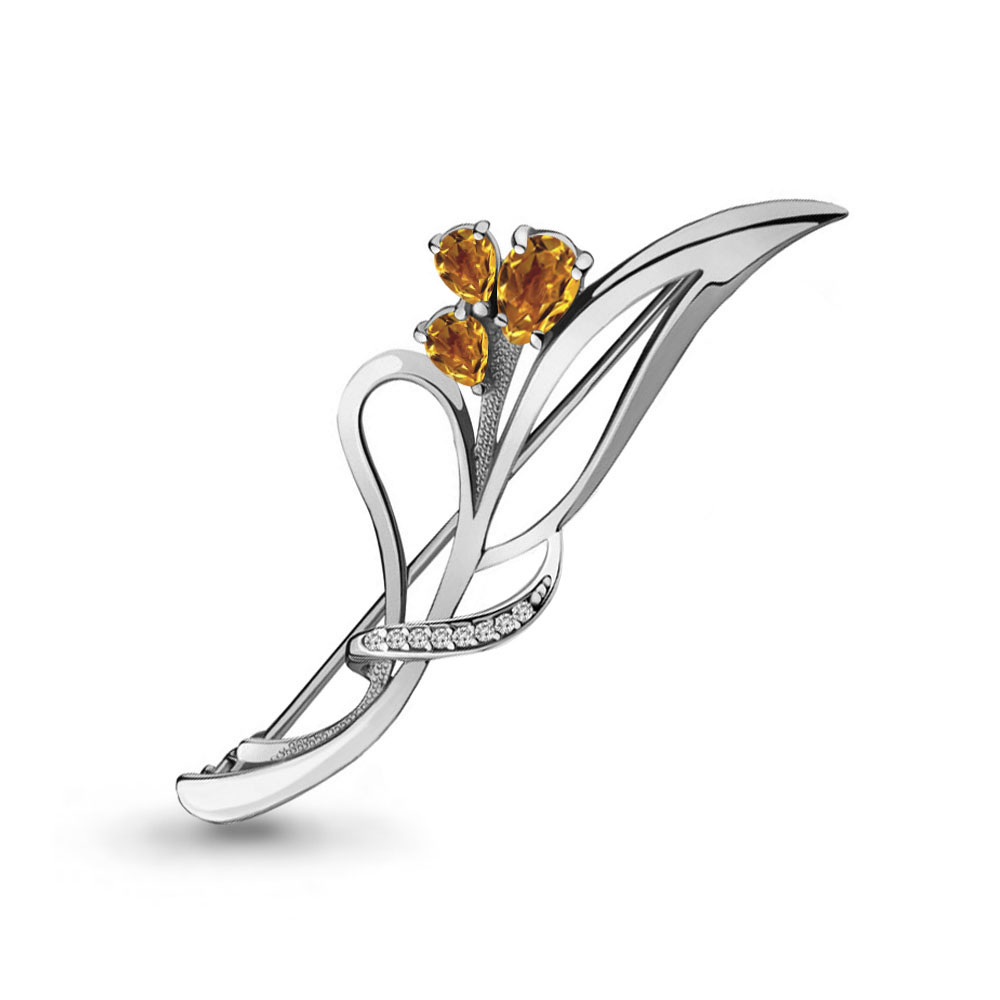 

Брошь из серебра с цитрином\фианитом Aquamarine Aquamarine 7730906А_925_р, 7730906А_925_р