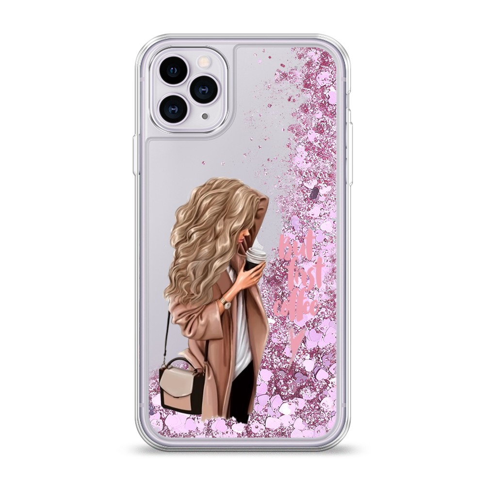 

Жидкий чехол с блестками "Девушка с кофе" на Apple iPhone 11 Pro, Девушка с кофе