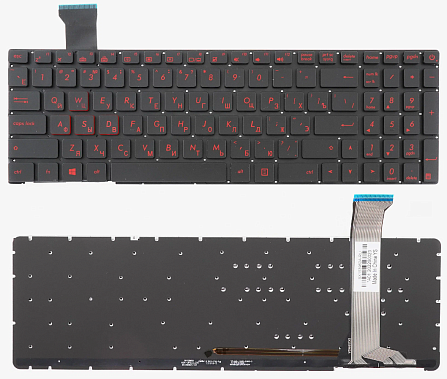 

Клавиатура для ноутбука Asus G552V, G552VW, G552VX, FZ50JX, GL752VW с подсветкой, шлейф 14