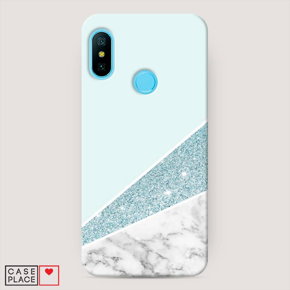 

Пластиковый чехол "Мрамор с голубыми блестками" на Xiaomi Redmi 6 Pro, 34020-2