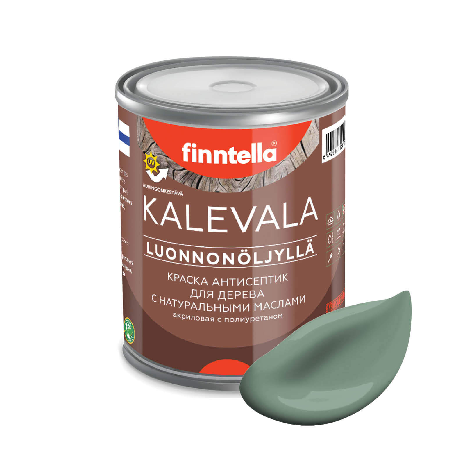 

Краска для дерева и деревянных фасадов FINNTELLA KALEVALA, с натуральным маслом и полиурет, Зеленый, KALEVALA NLC