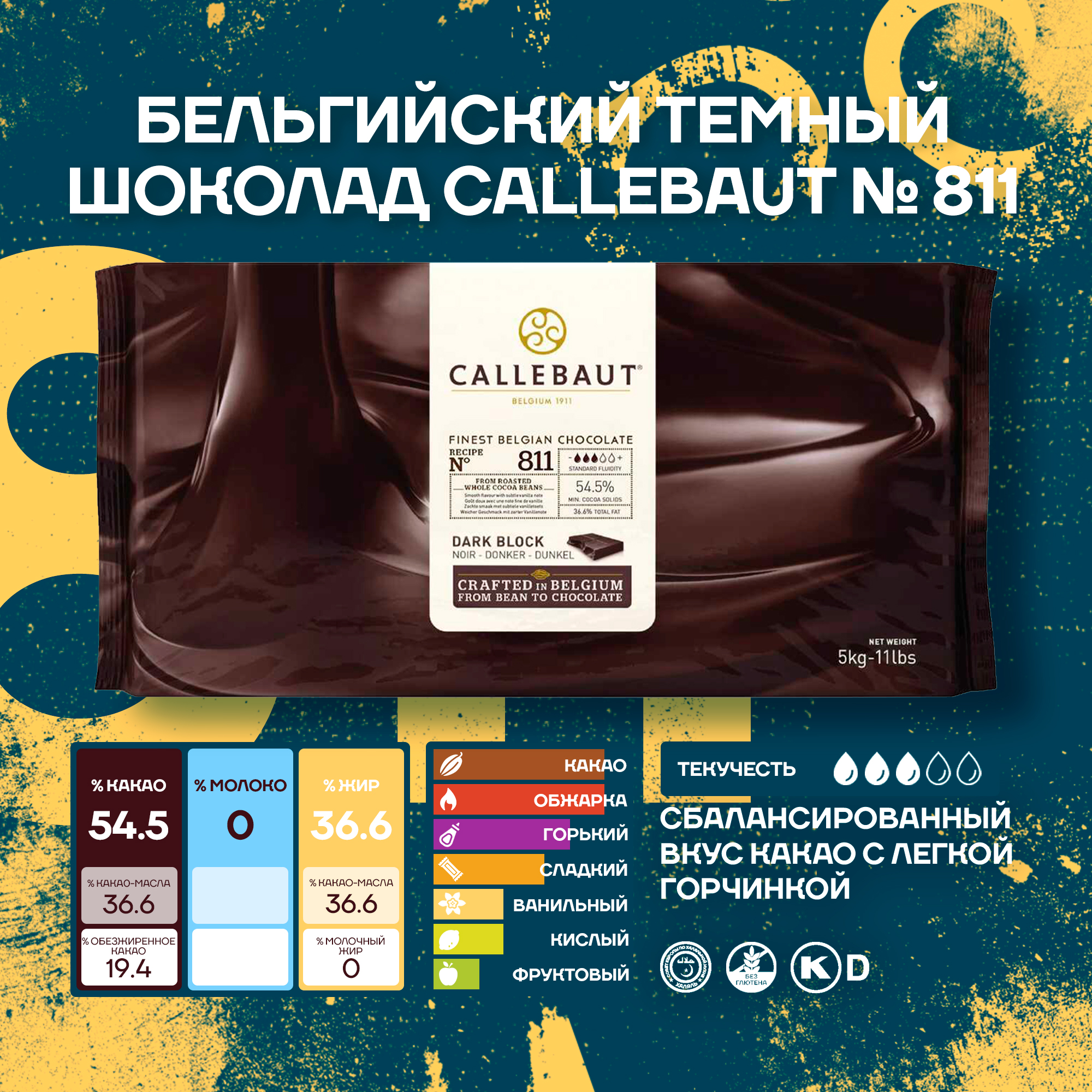 

Бельгийский темный шоколад Callebaut №811 54,5% Блок 5 кг, Callebaut 811 54,5%