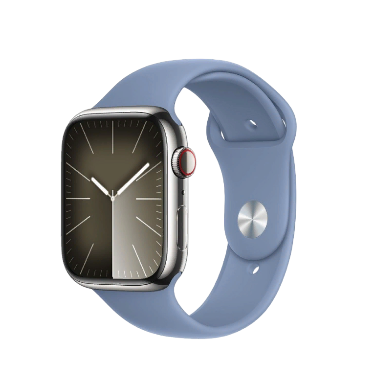 

Смарт-часы Apple Watch Series 9 GPS + Cellular 45mm Stainless Steel Silver синий S/M, Watch Series 9 GPS + Cellular