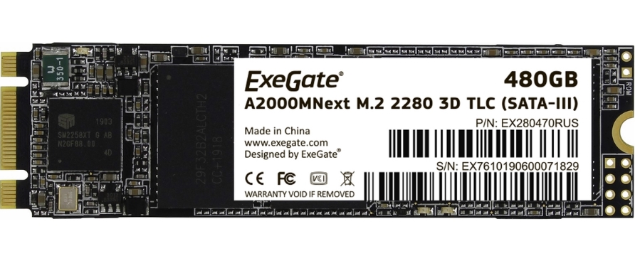 SSD накопитель ExeGate Next M.2 2280 480 ГБ (A2000TS480)