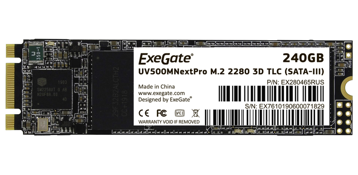 

SSD накопитель ExeGate NextPro M.2 2280 240 ГБ (EX280465RUS), NextPro