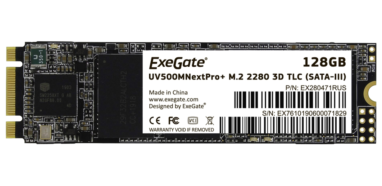 SSD накопитель ExeGate NextPro+ M.2 2280 128 ГБ (EX280471RUS)