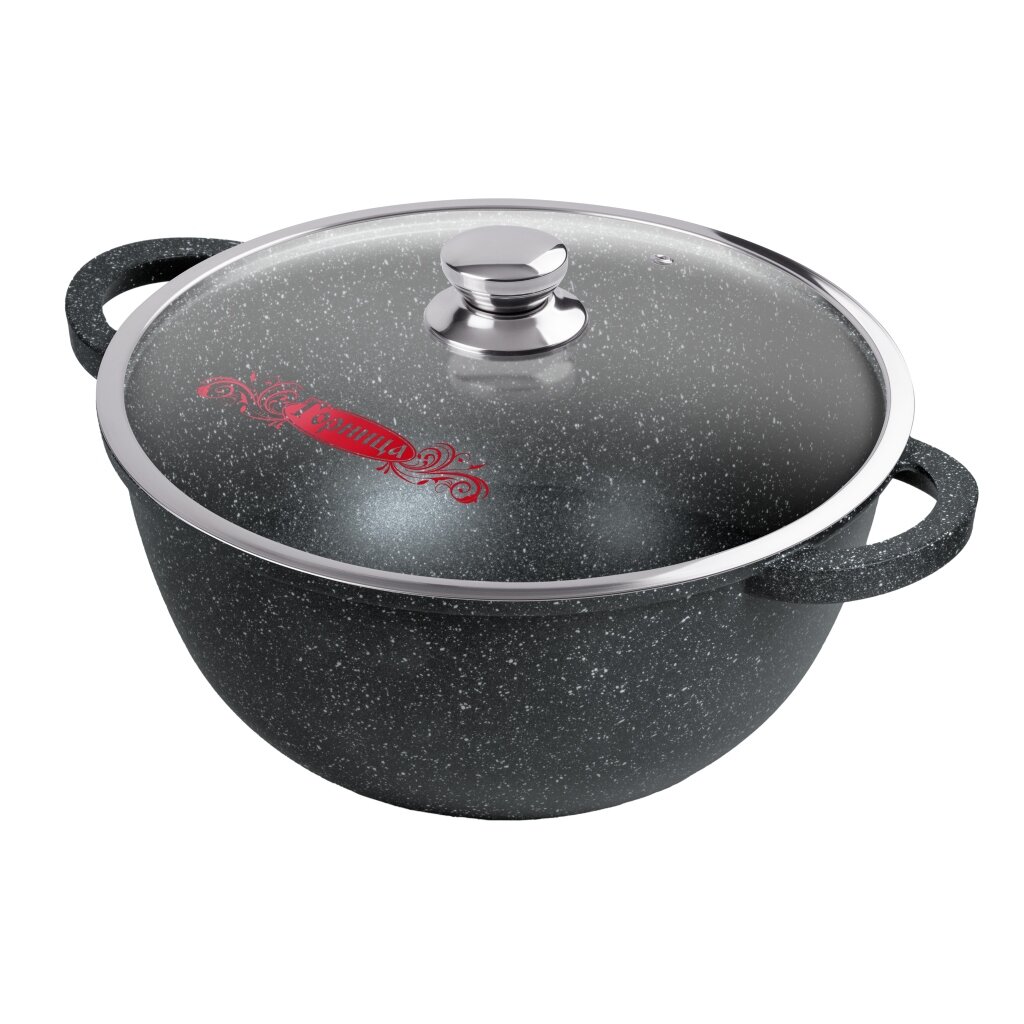 фото Казан с крышкой антипригарное покрытие гранит кн4302аг 300/170мм 8л горница