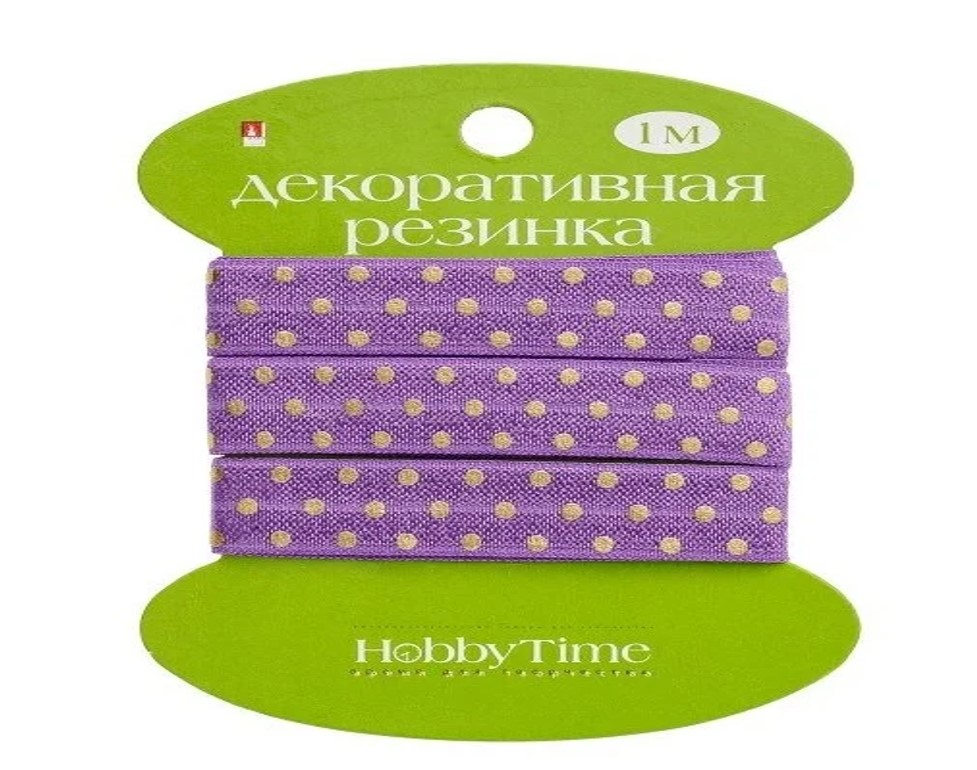 фото Резинка декоративная, ширина 1.5 см., длина 1 м., 4 вида "горошек" hobby time