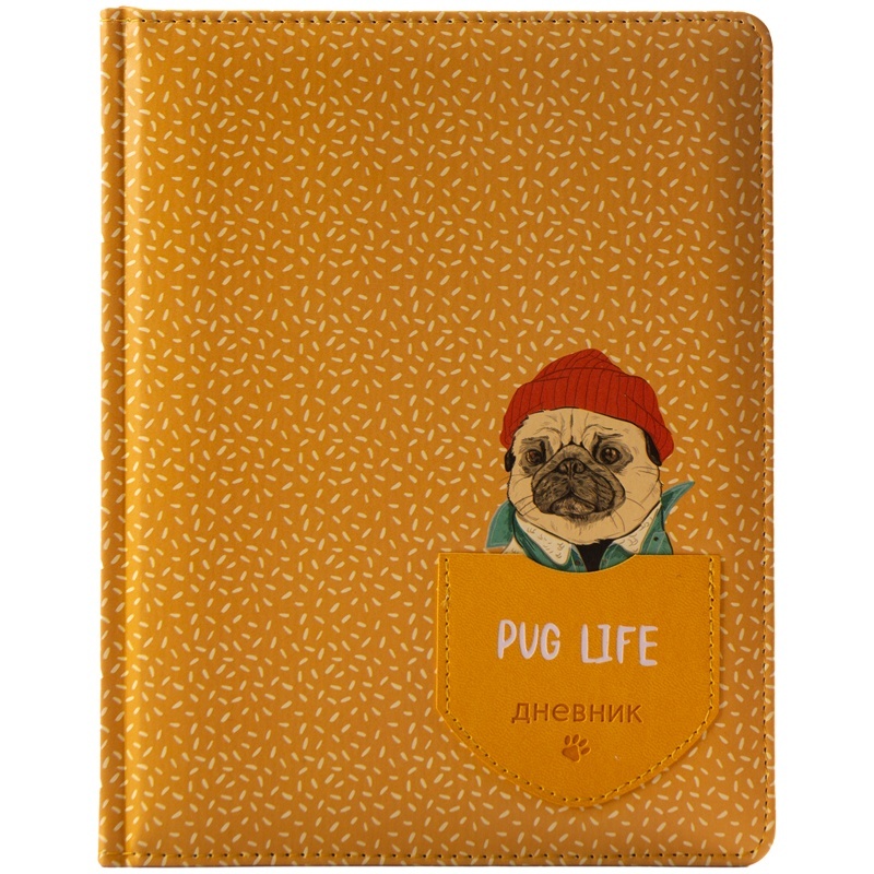 

Дневник Greenwich Line 1-11 класс 48 листов Pug life аппликация тиснение ляссе 280г