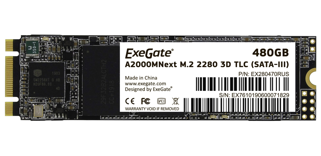 SSD накопитель ExeGate Next M.2 2280 480 ГБ (EX280470RUS)