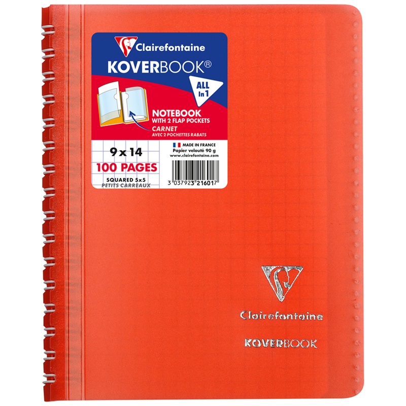 

Записная книжка Clairefontaine А6 50 л на гребне Koverbook пластиковая обложка красная100г