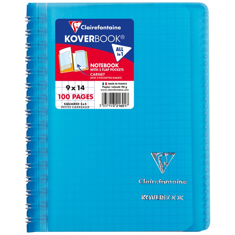 

Записная книжка Clairefontaine А6 50 л на гребне Koverbook пластиковая обложка синяя 100г