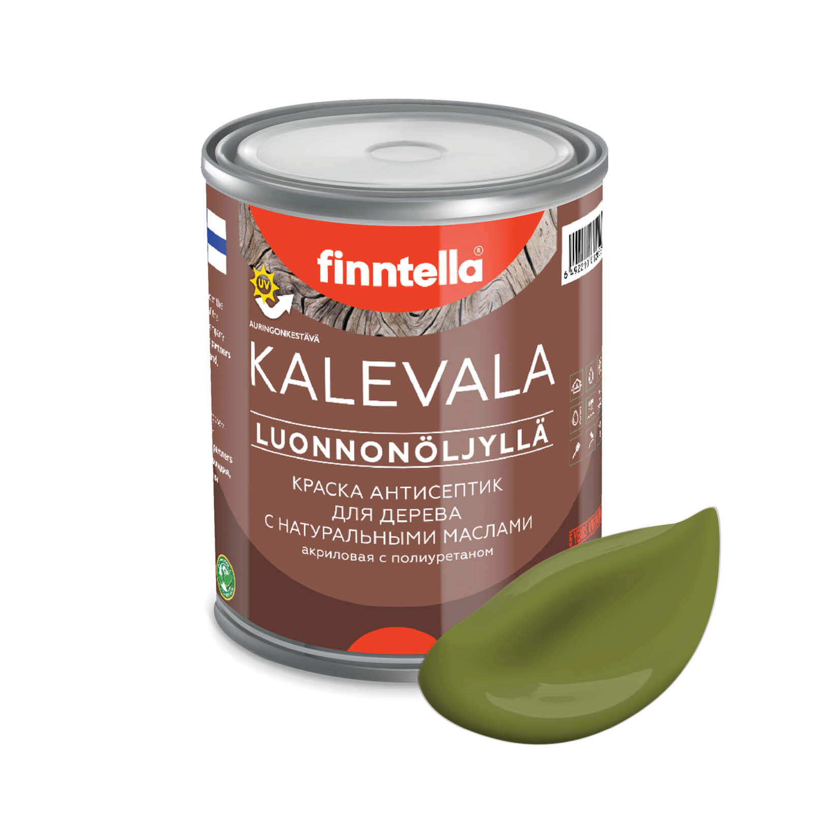 

Краска для дерева и деревянных фасадов FINNTELLA KALEVALA, с натуральным маслом и полиурет, Зеленый, KALEVALA NLC