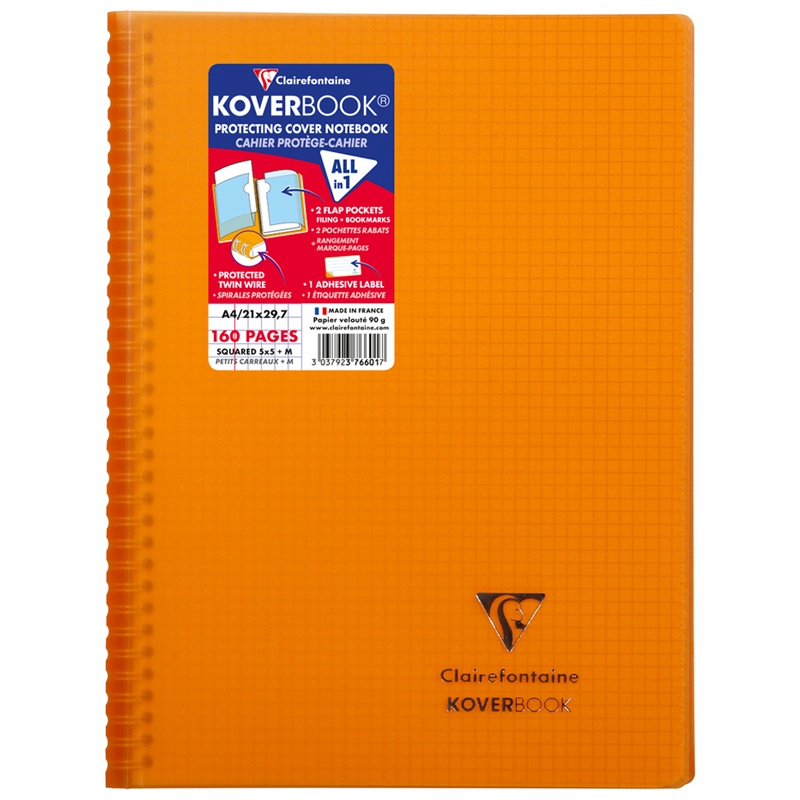 фото Бизнес-тетрадь clairefontaine 80 листов а4 клетка на гребне koverbook оранжевая 570г