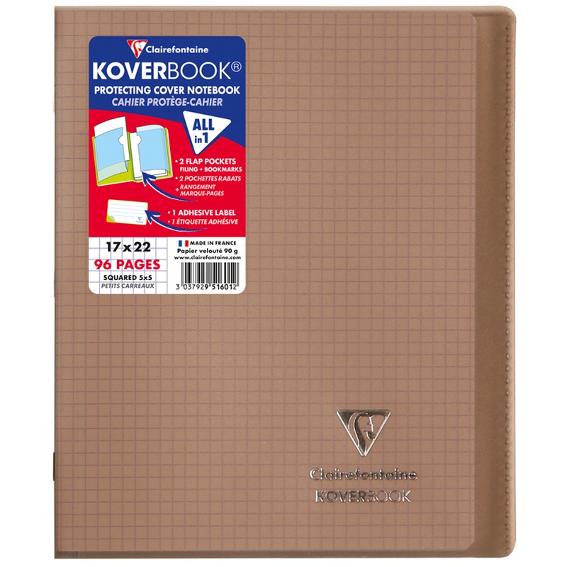 

Бизнес-тетрадь Clairefontaine 48 листов 170х220 мм клетка Koverbook серая 220г