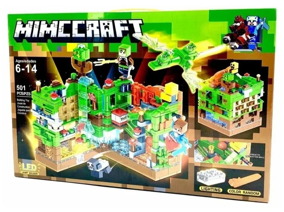

Конструктор Minecraft MY WORLD LB607 Зеленая крепость 501 дет Конструктор с LED подсветкой, Г-5-480