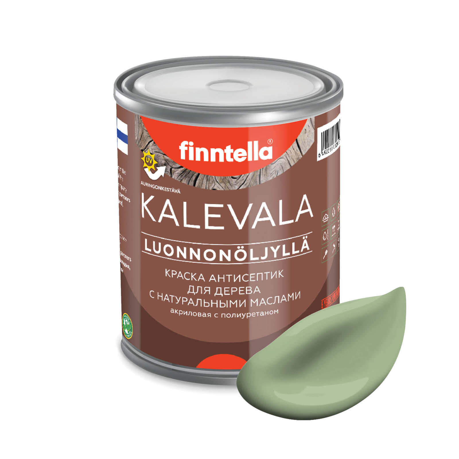 

Краска для дерева и деревянных фасадов FINNTELLA KALEVALA, с натуральным маслом и полиурет, Зеленый, KALEVALA NLC