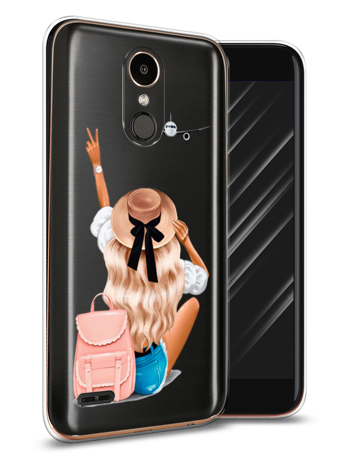 

Чехол Awog на LG K10 2017 "Автостопом самолетом", Бежевый;розовый;голубой, 81350-7