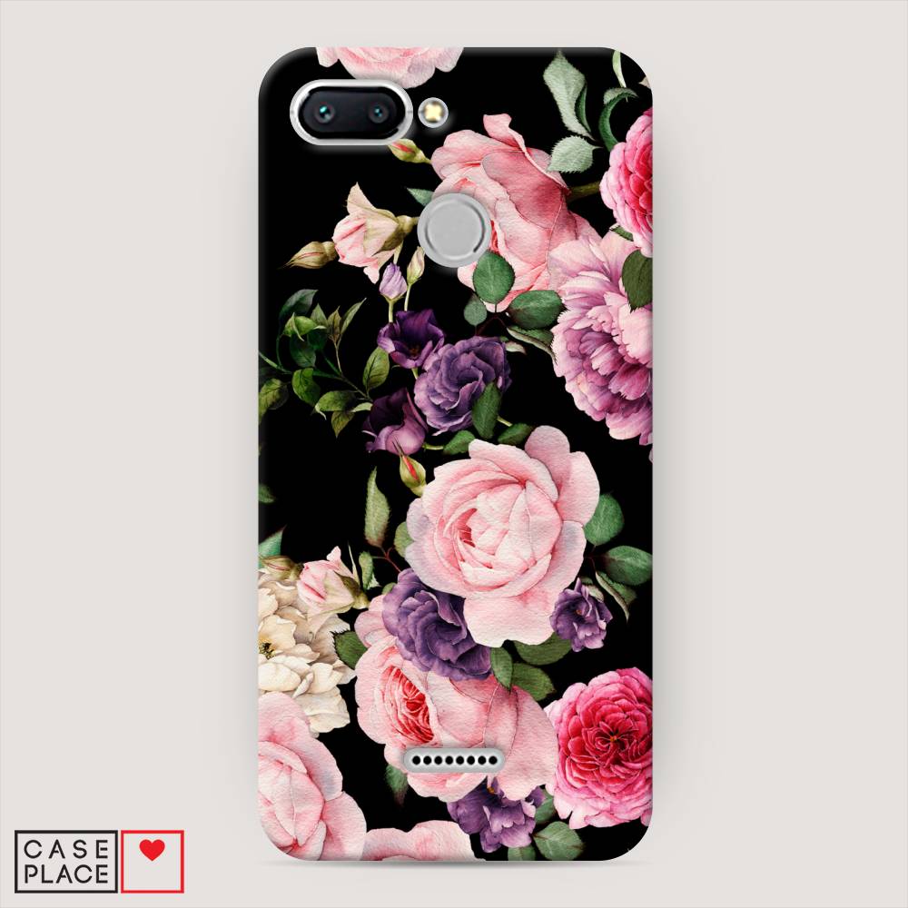

Пластиковый чехол "Пионы на черном" на Xiaomi Redmi 6