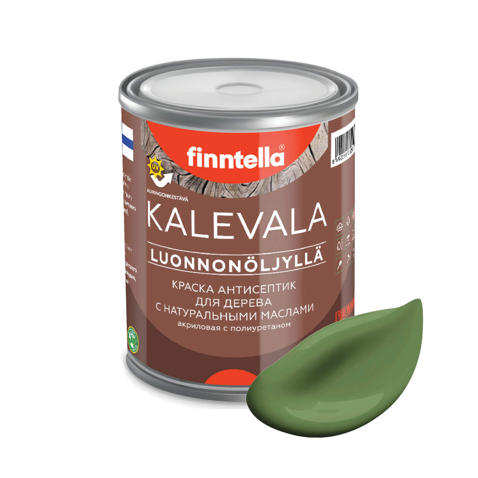

Краска для дерева и деревянных фасадов FINNTELLA KALEVALA, с натуральным маслом и полиурет, Зеленый, KALEVALA NLC