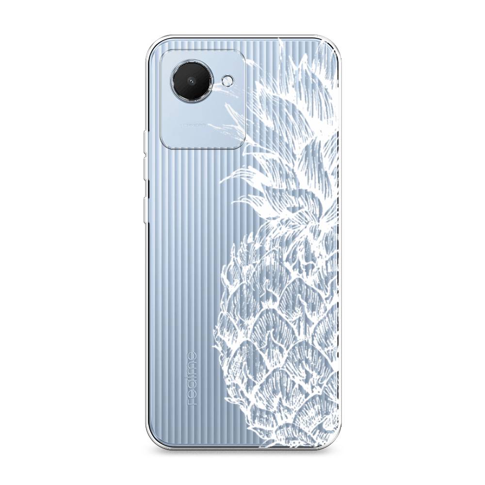 

Силиконовый чехол "Ананас графика белая" на Realme C30, Разноцветный, 2510550-10