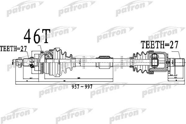 

Полуось Передний Мост Справа 27X957X60X27 Abs:46T Hyundai Elantra [A5] 1,6 11- I30 [A5] 12