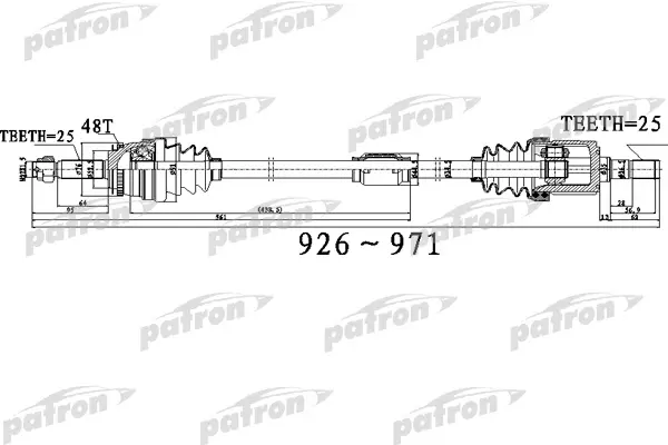 

Полуось передний мост справа 25X926X52,5X25 ABS:48T KIA RIO [TC] 06 - АКПП PATRON PDS0520