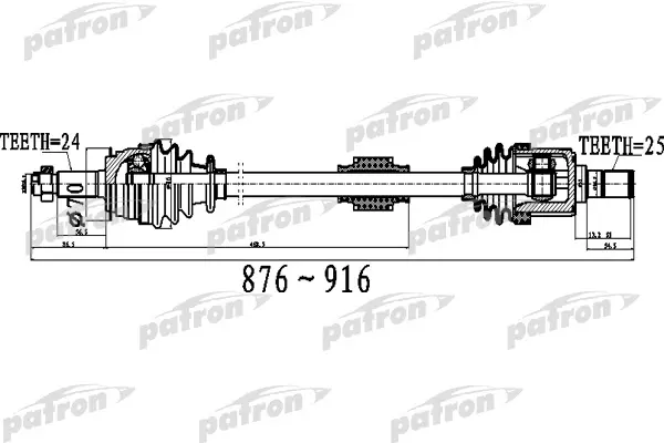 

Полуось передний мост справа 24X876X70X25 KIA PICANTO [TA] 11 - PATRON PDS0514, Полуось передний мост справа 24X876X70X25 KIA PICANTO [TA] 11 -